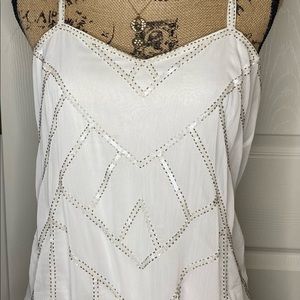 White tank with beaded detail